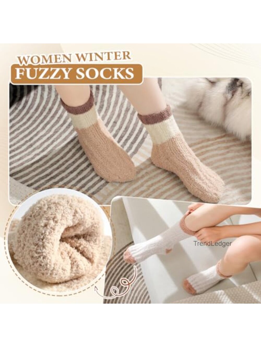 Fuzzy Slipper Socks for Women Cozy Microfiber Winter 5 Pairs - Picture 5 of 6